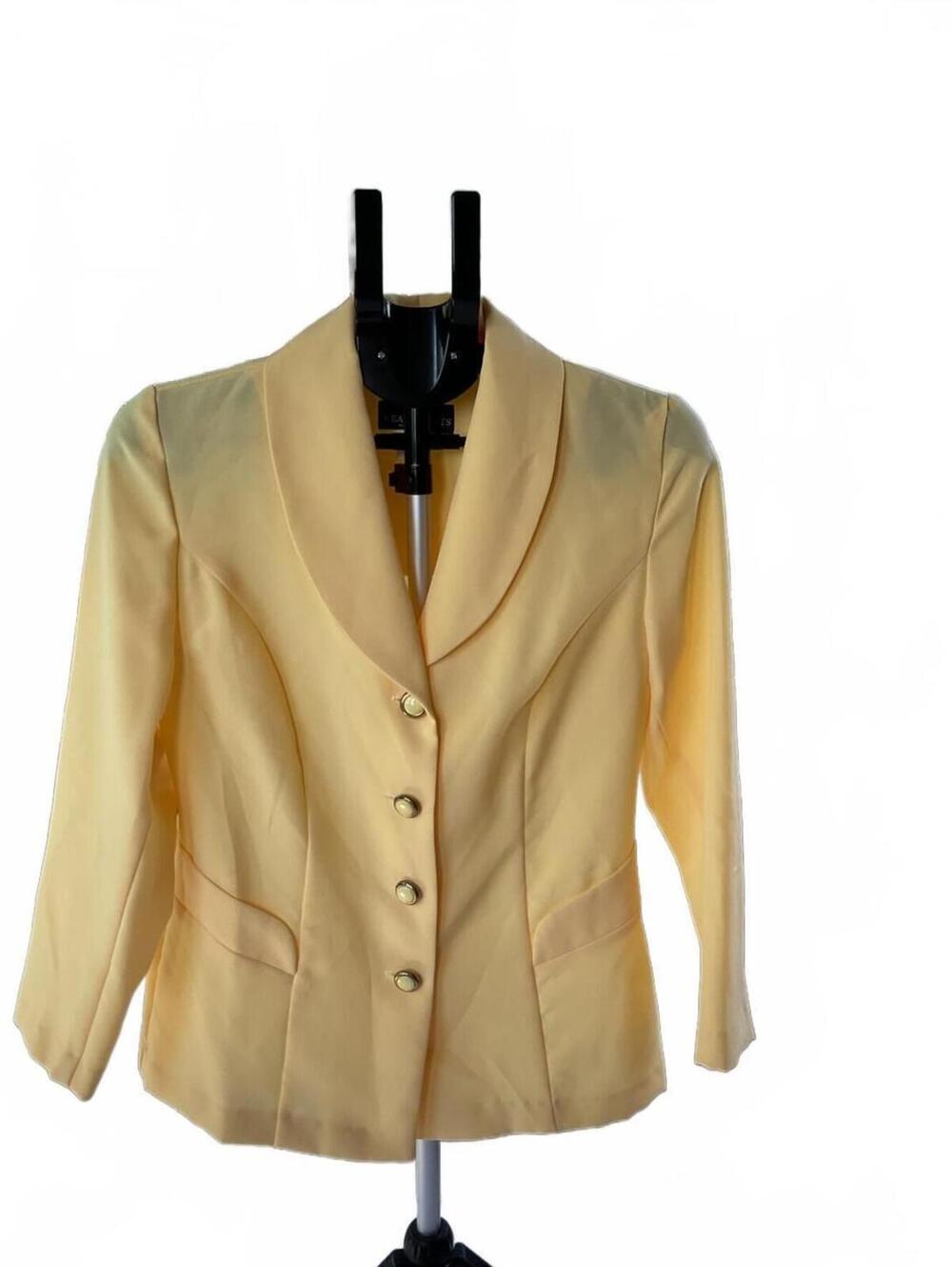 Vintage 80s 90s Wear Abouts Pastel Yellow Blazer Jacket Size 8P